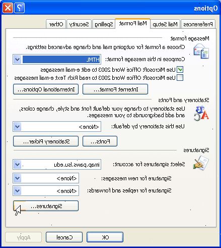 Sådan at redigere signatur muligheder i Microsoft Outlook. I Microsoft Outlook 2007 Vælg menuen Funktioner, og klik på optioner.