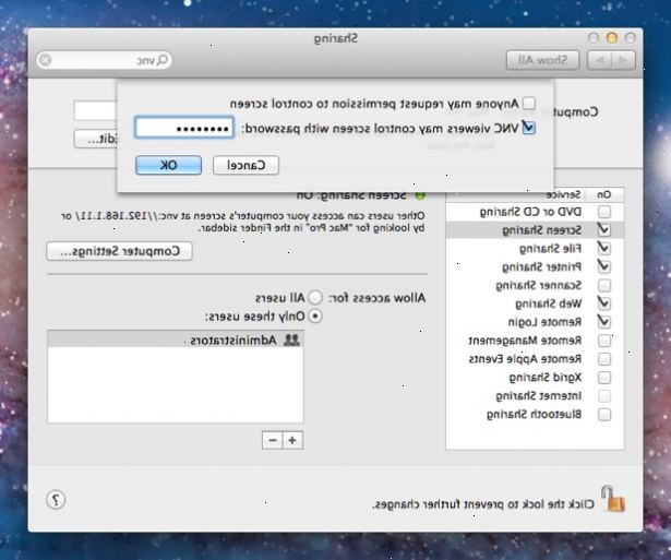 Sådan setup VNC på Mac OS X. Hvis du ikke forbinder med jollysfastvnc eller screensharing du har brug for følgende.